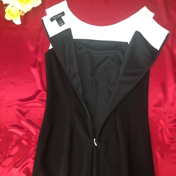 White House and Black Market Black & White Color block Sleeveless A Line Dress - Picture 6 of 9